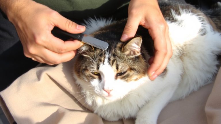 dematting comb long haired cat