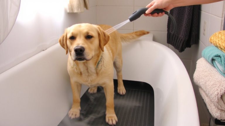 gentle arthritic dog bathing