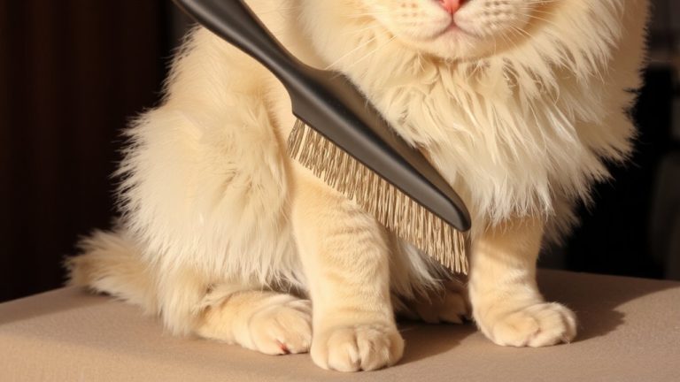 gentle brushing long haired cats