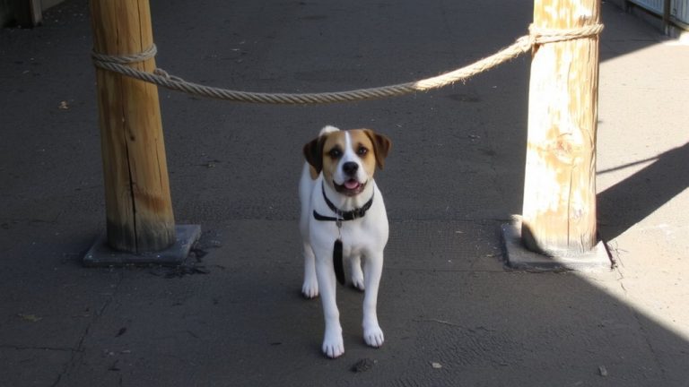 secure dog with tether
