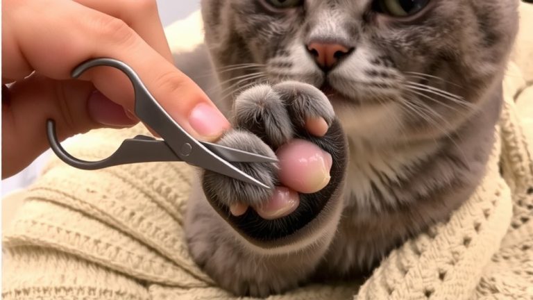 trimming cat claws carefully