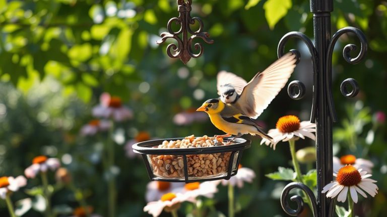 metal bird feeders attracting feathered friends
